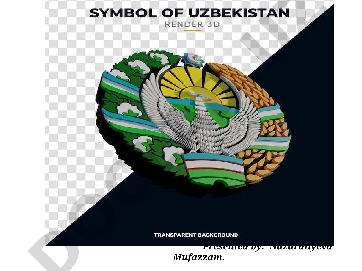 The national coat of arms of the Republic of Uzbekistan