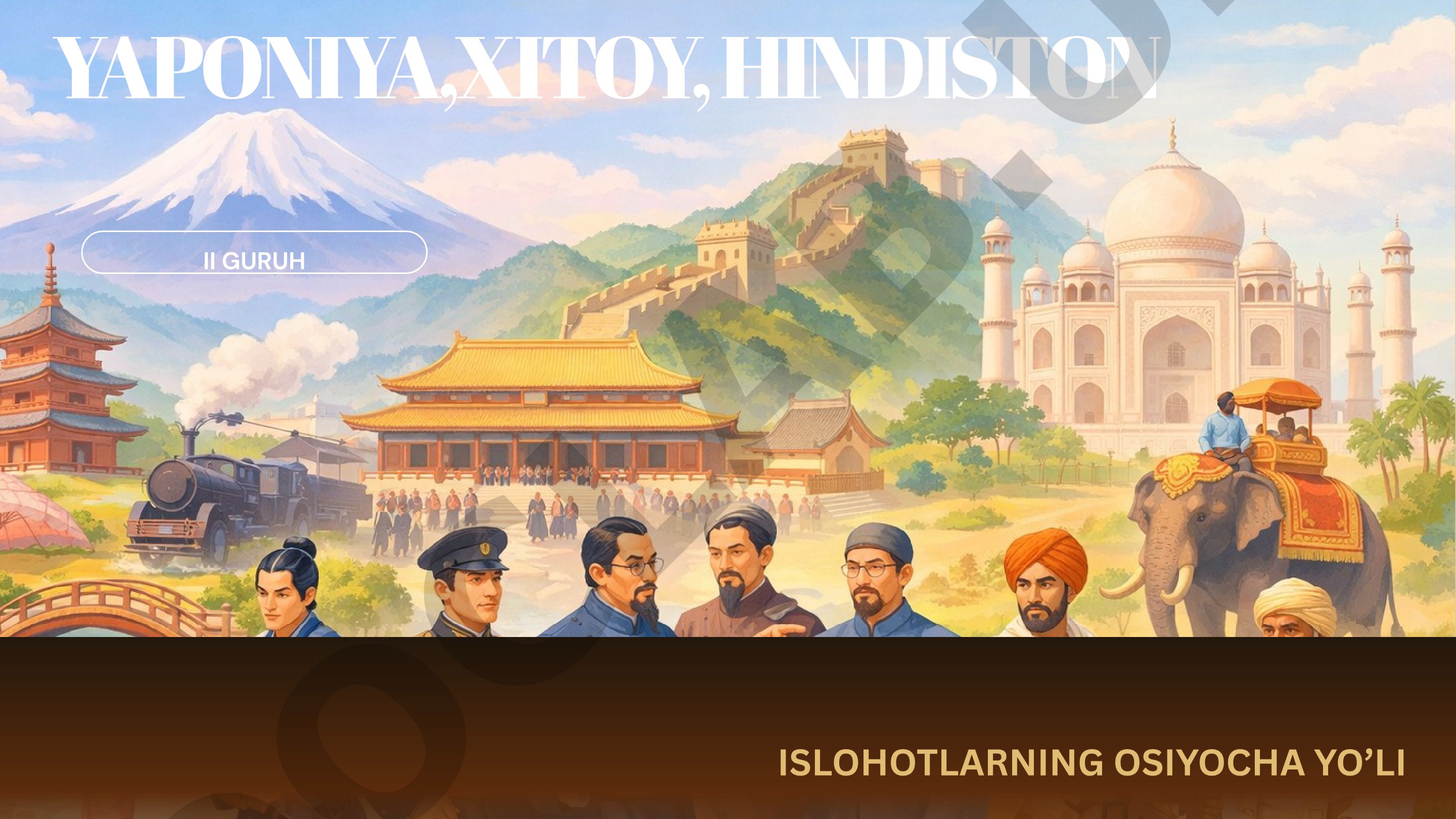 Yaponiya, Xitoy, Hindistonda islohotlarning osiyocha yo'li
