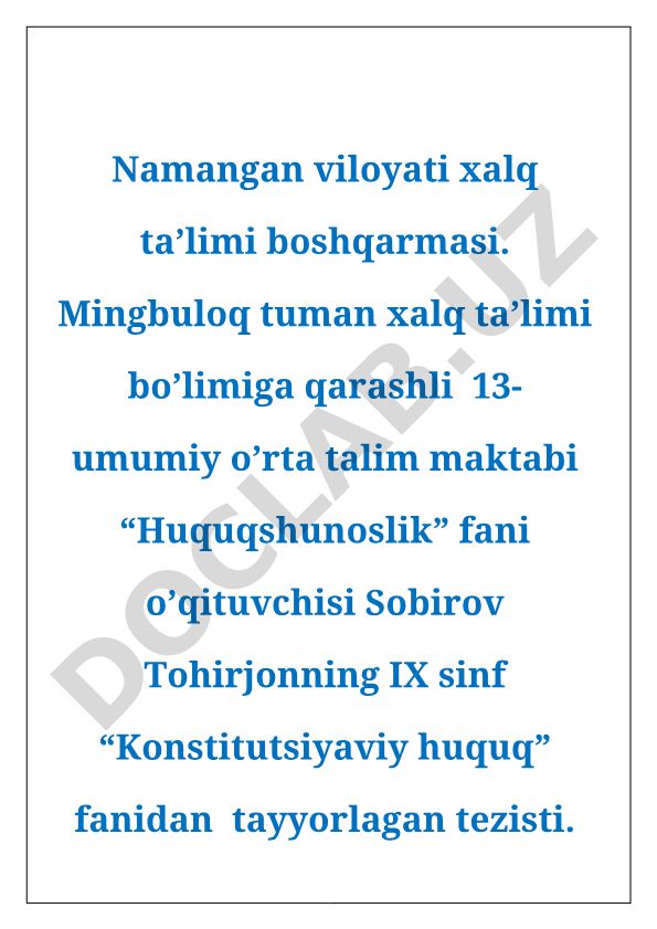 O‘zbekiston Respublikasi sud organlari ish faoliyatini tashkil etish
