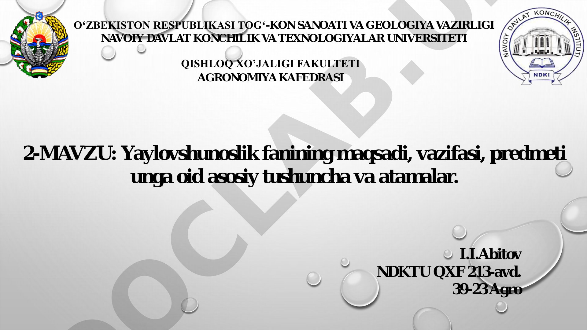 Yaylovshunoslik fanining maqsadi, vazifasi, predmeti unga oid asosiy tushuncha va atamalar