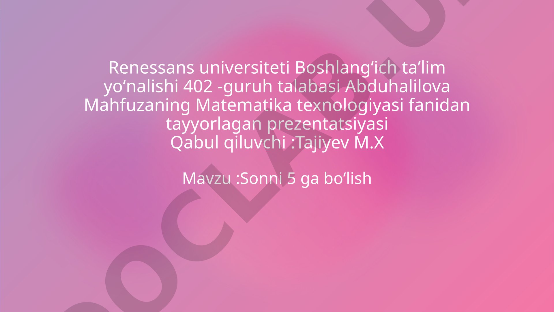 Sonni 5 ga boʻlish