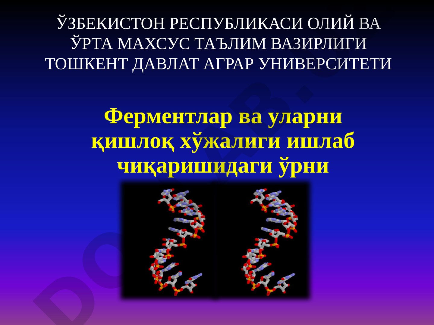 Ферментлар ва уларни қишлоқ хўжалиги ишлаб чиқаришидаги ўрни