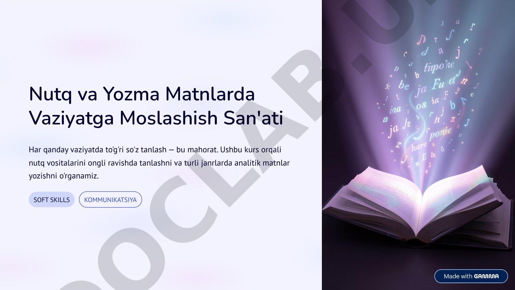 Nutq va Yozma Matnlarda Vaziyatga Moslashish San'ati