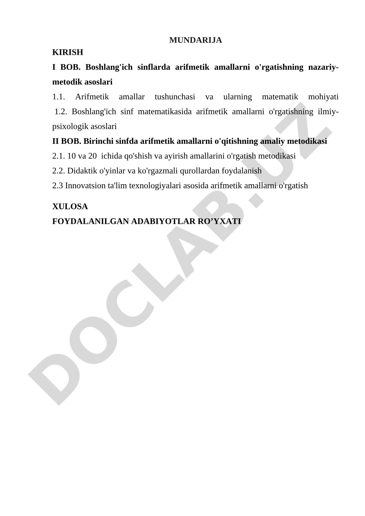 Boshlang'ich sinflarda arifmetik amallarni o'rgatishning nazariy-metodik asoslari