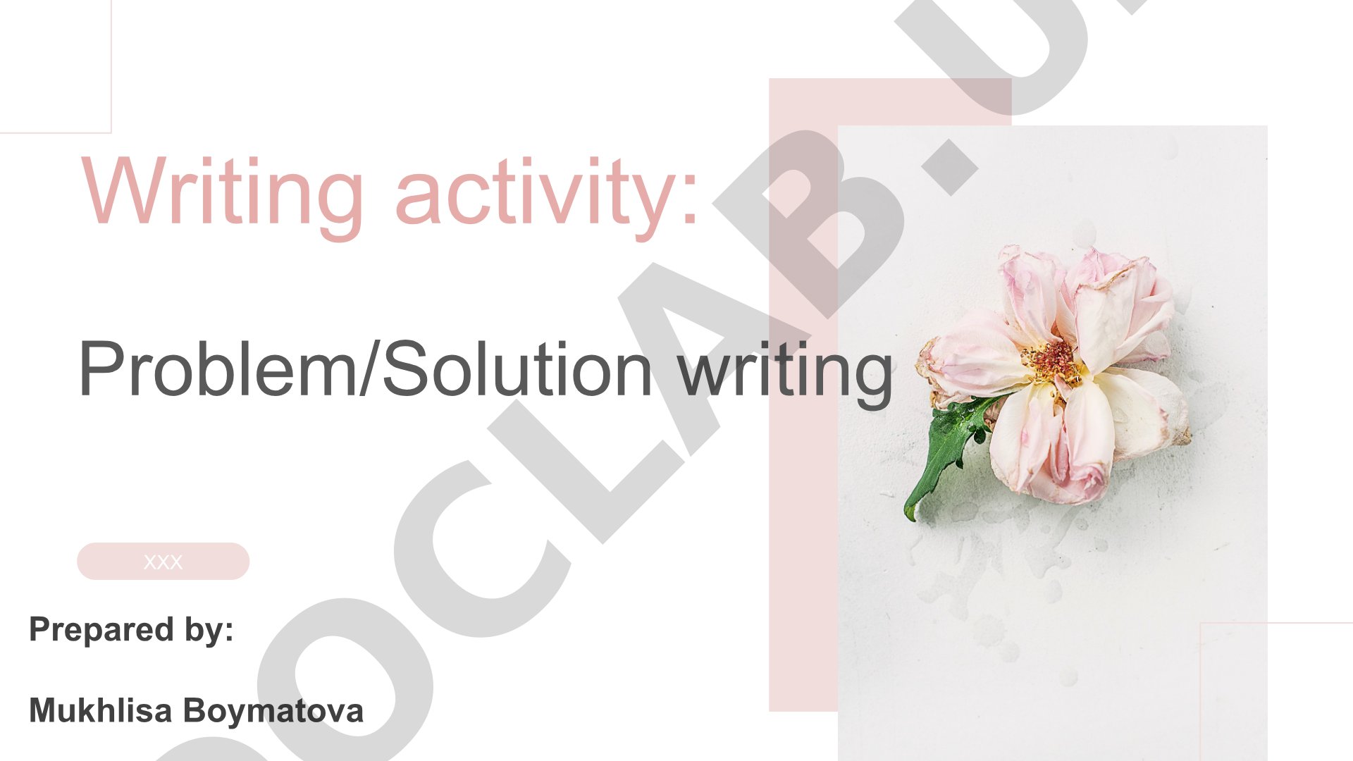 Problem/Solution Writing Worksheet