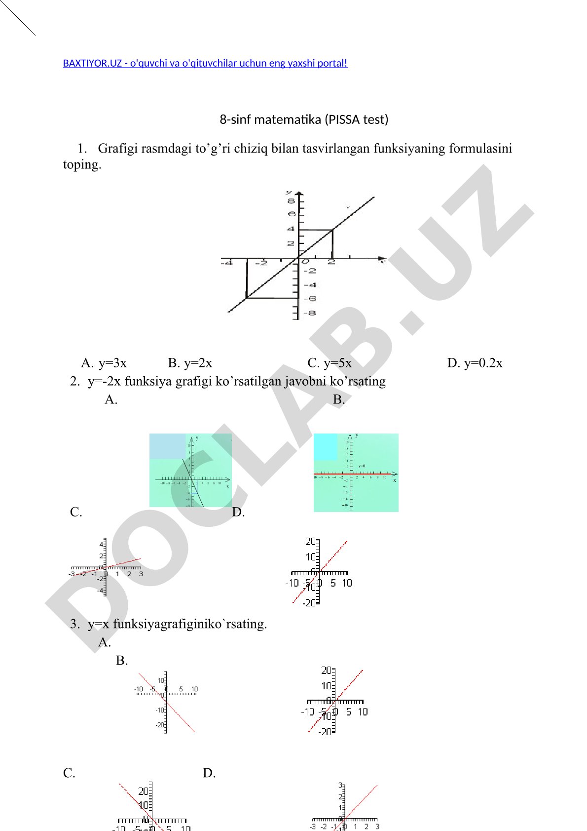8-sinf matematika (PISSA test)
