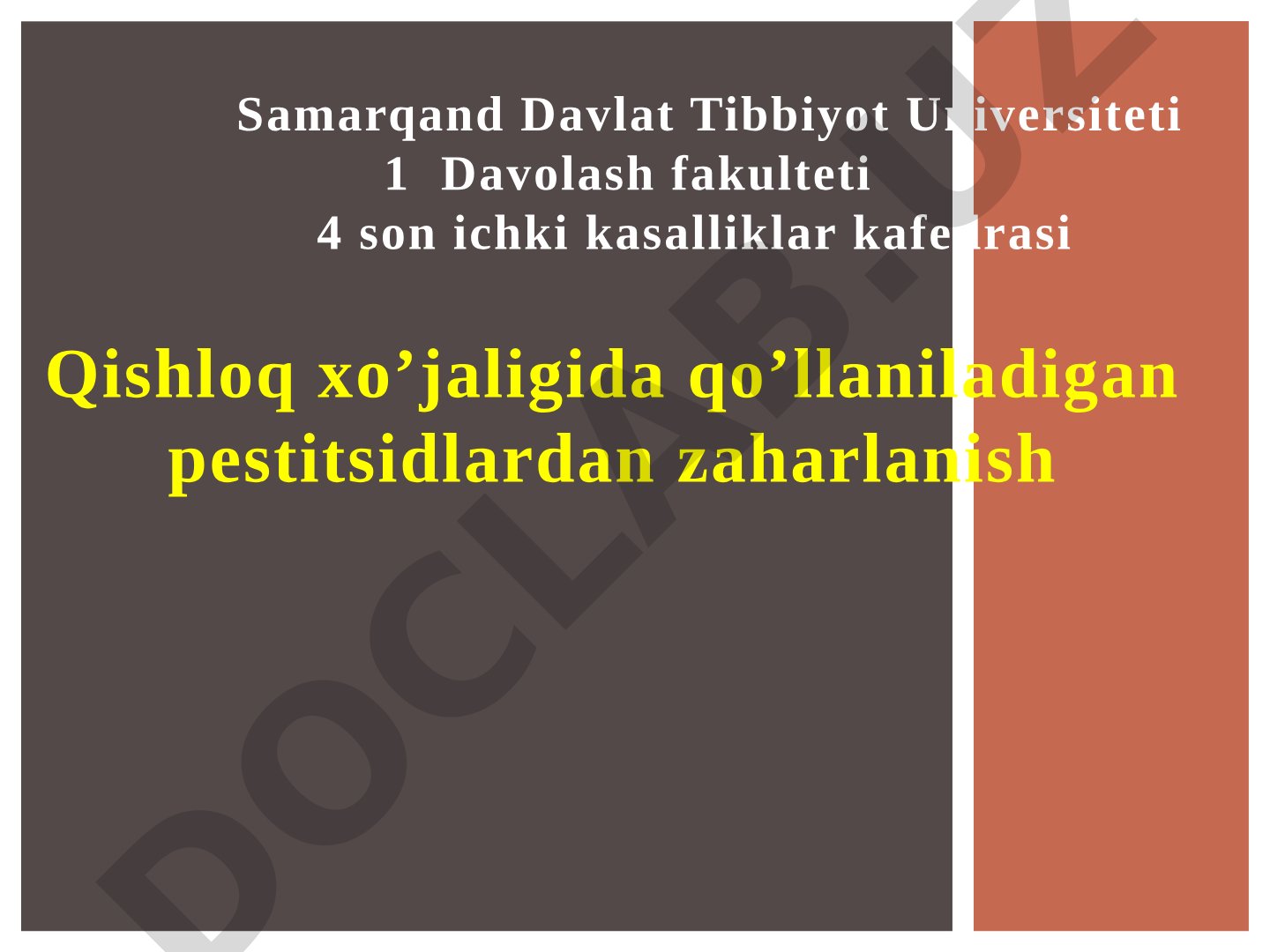 Qishloq xoʼjaligida qoʼllaniladigan pestitsidlardan zaharlanish