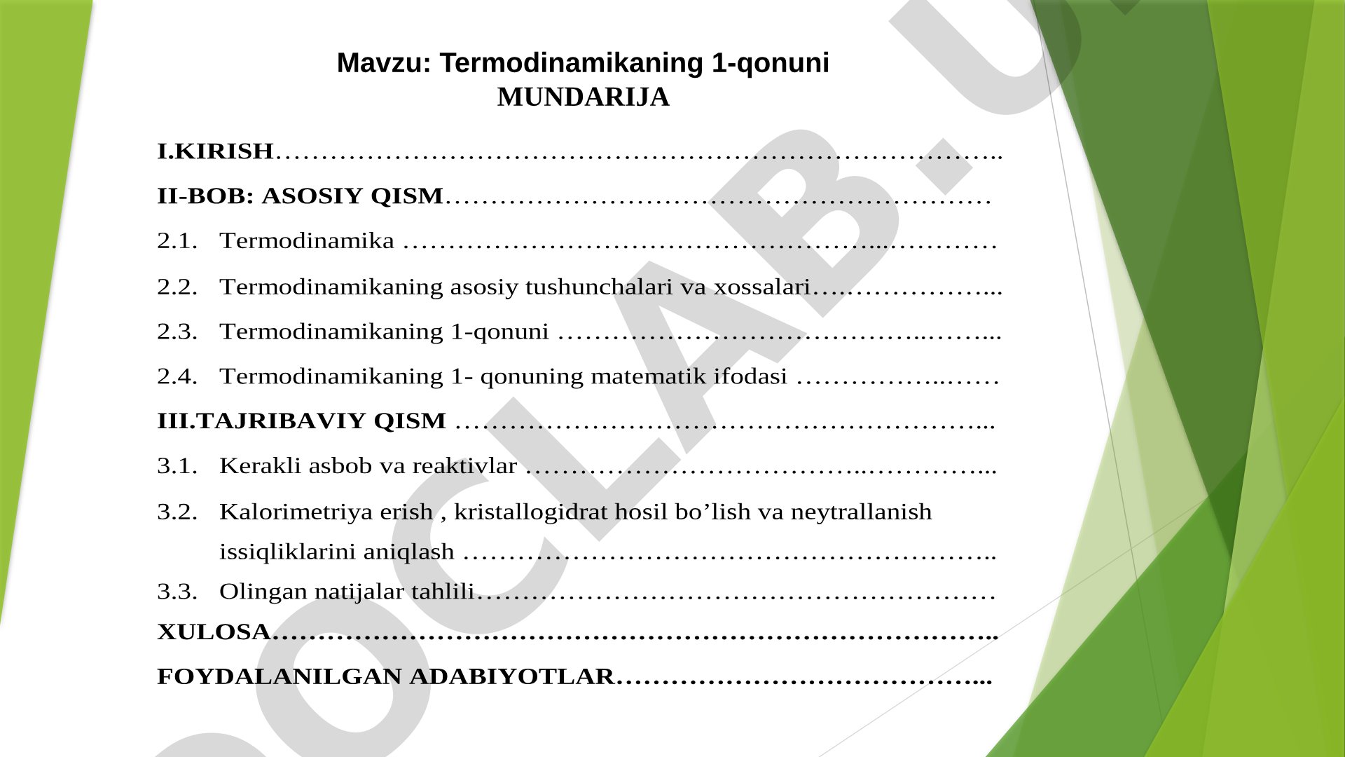 Termodinamikaning 1-qonuni