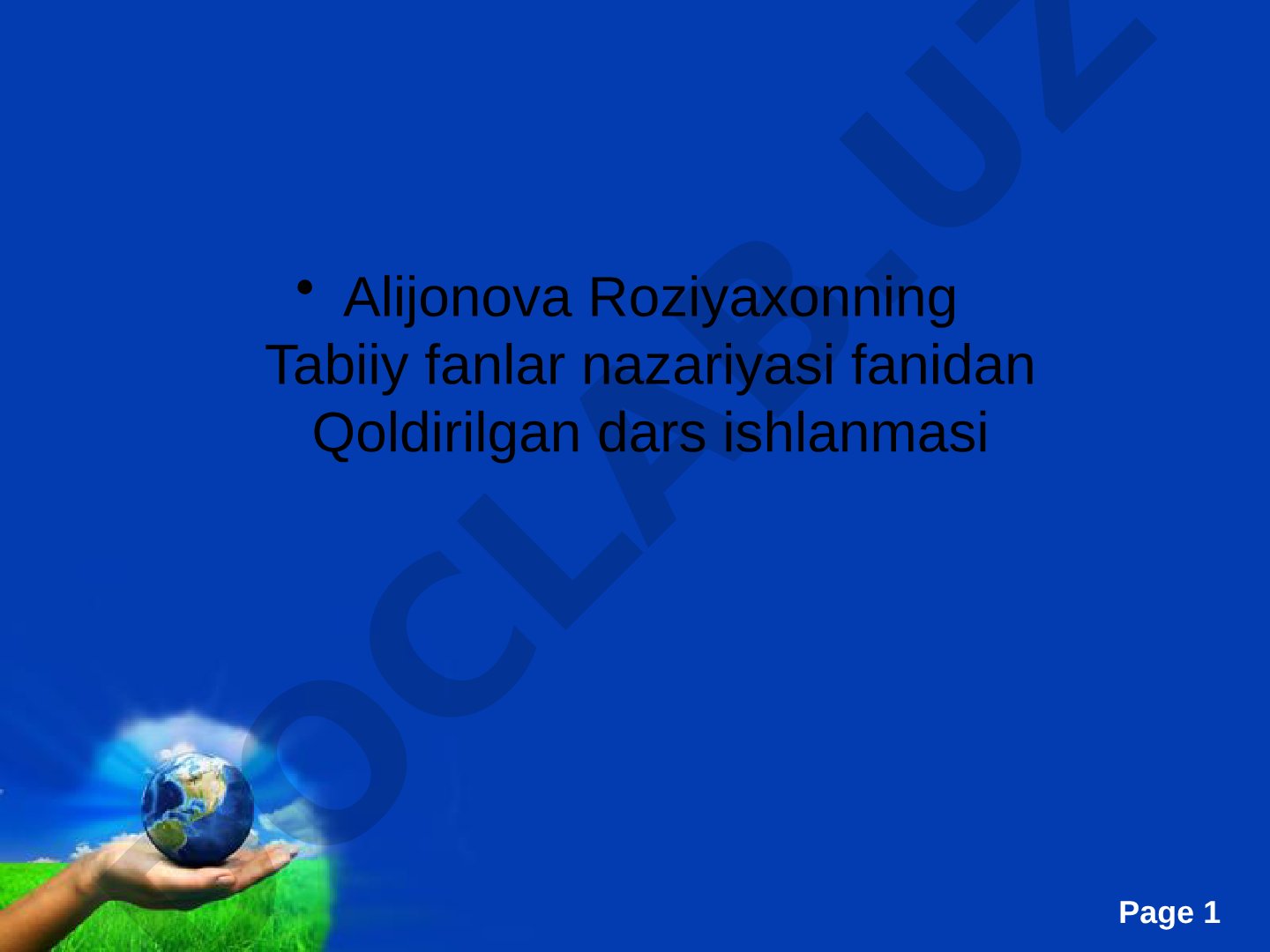 Tabiat haqida asosiy tushuncha va tabiat komponentlari