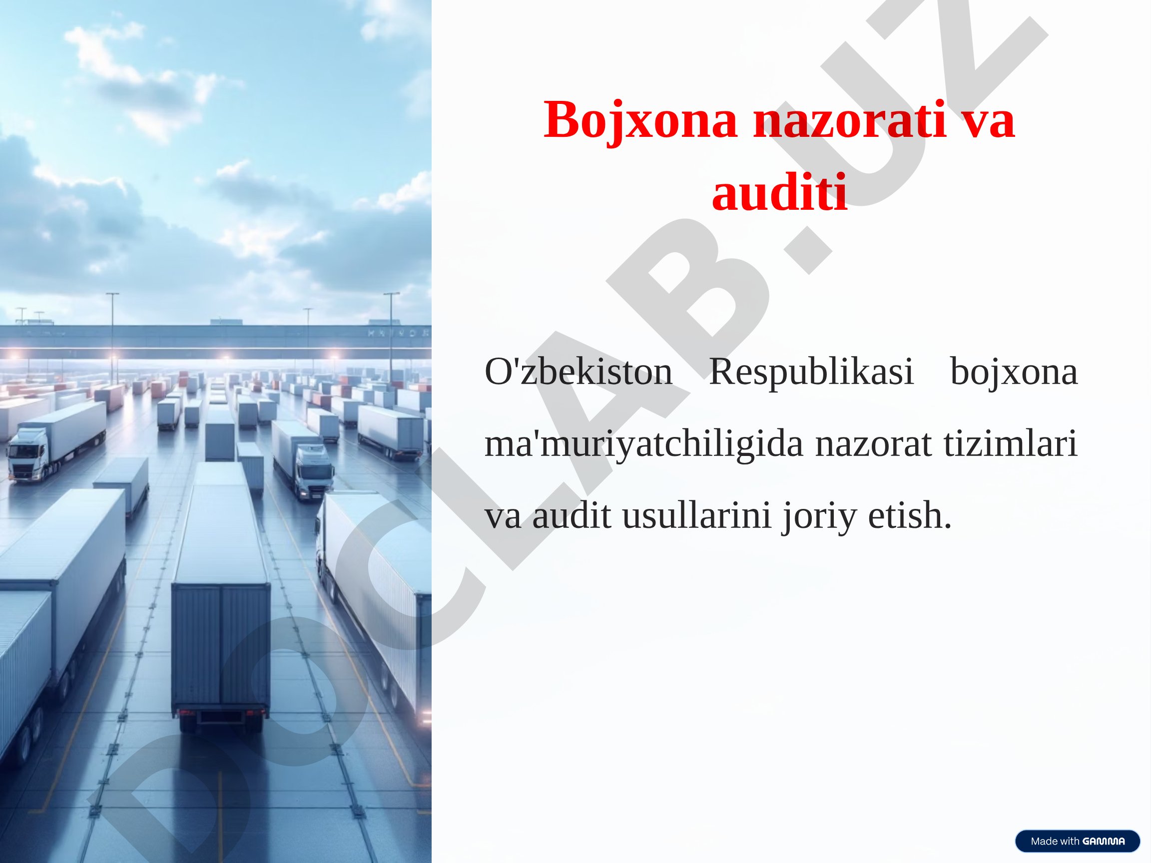 Bojxona nazorati va auditi O'zbekiston Respublikasi bojxona ma'muriyatchiligida