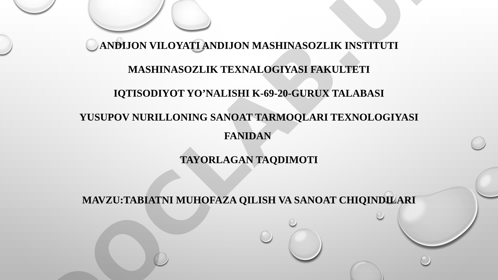 Tabiatni muhofaza qilish va sanoat chiqindilari