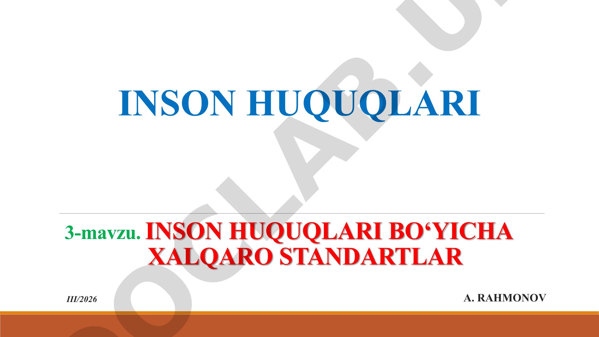 Inson huquqlari bo‘yicha xalqaro standartlar
