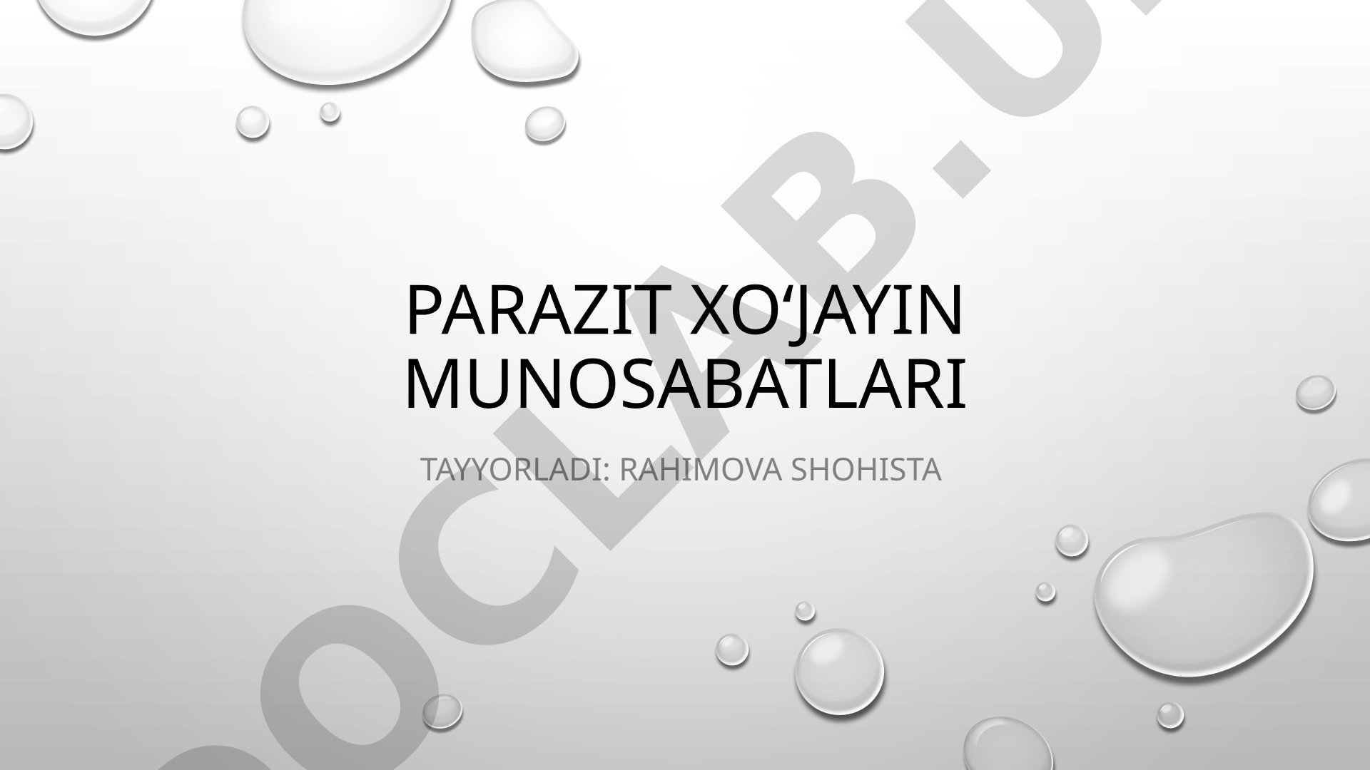 Parazit Xo'jayin munosabatlari