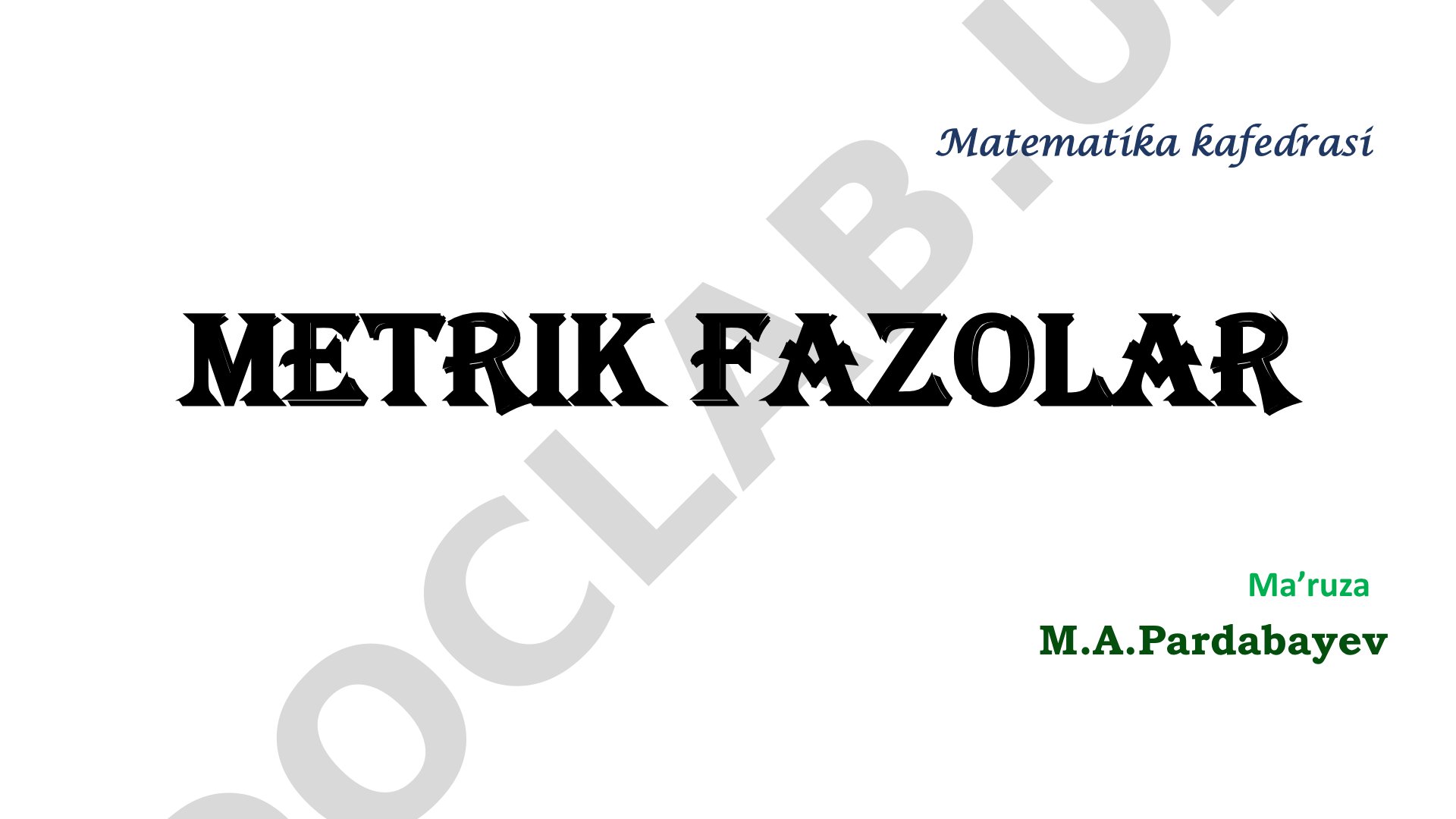 Metrik fazolar