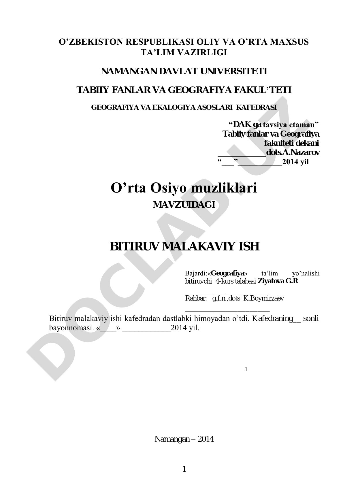 O'rta Osiyo muzliklari