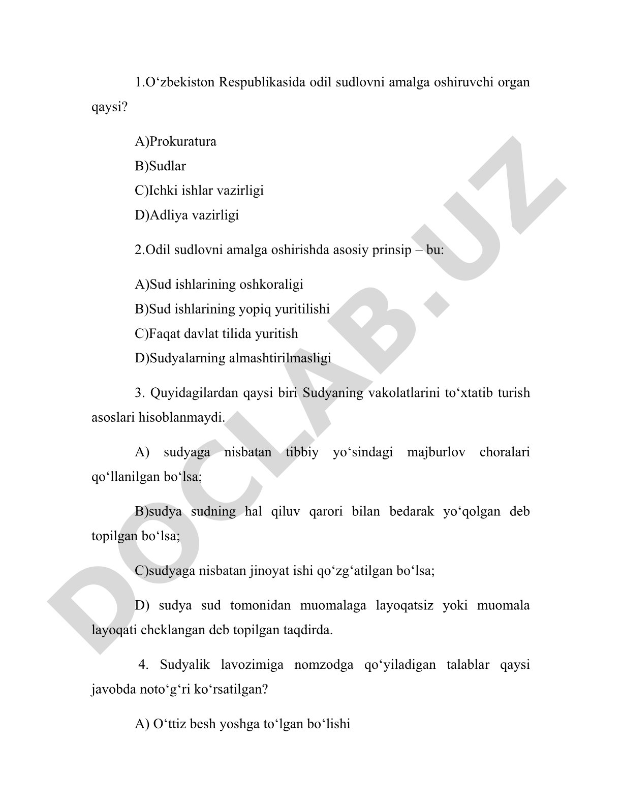 O'zbekiston Respublikasida odil sudlov va sud tizimi