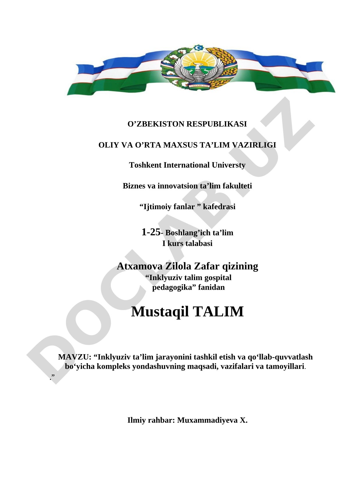 Inklyuziv ta’lim jarayonini tashkil etish va qo‘llab-quvvatlash bo‘yicha kompleks yondashuvning maqsadi, vazifalari va tamoyillari