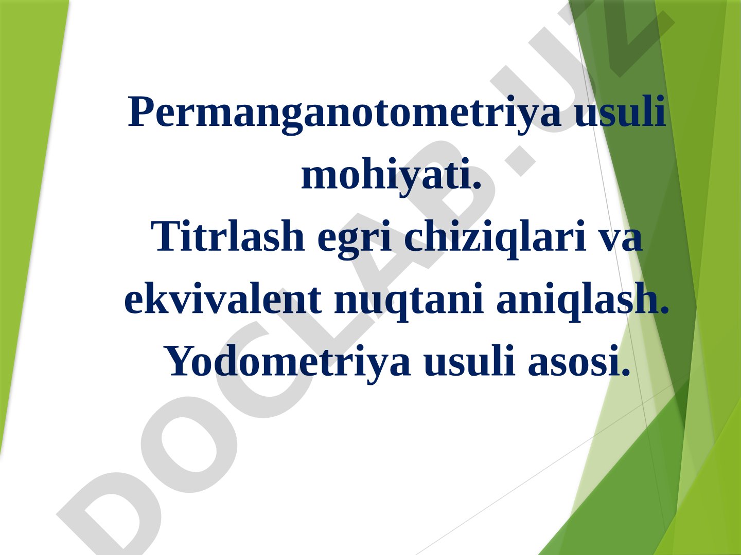 Pеrmanganatomеtriya va yodomеtriya usullari