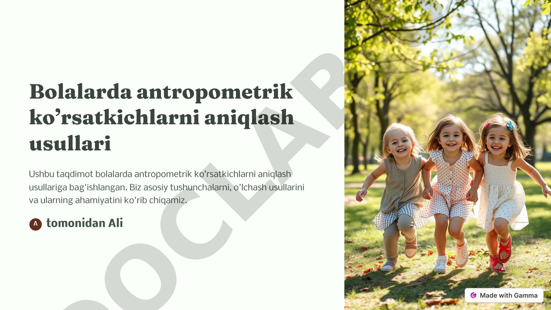 Bolalarda antropometrik ko'rsatkichlarni aniqlash usullari