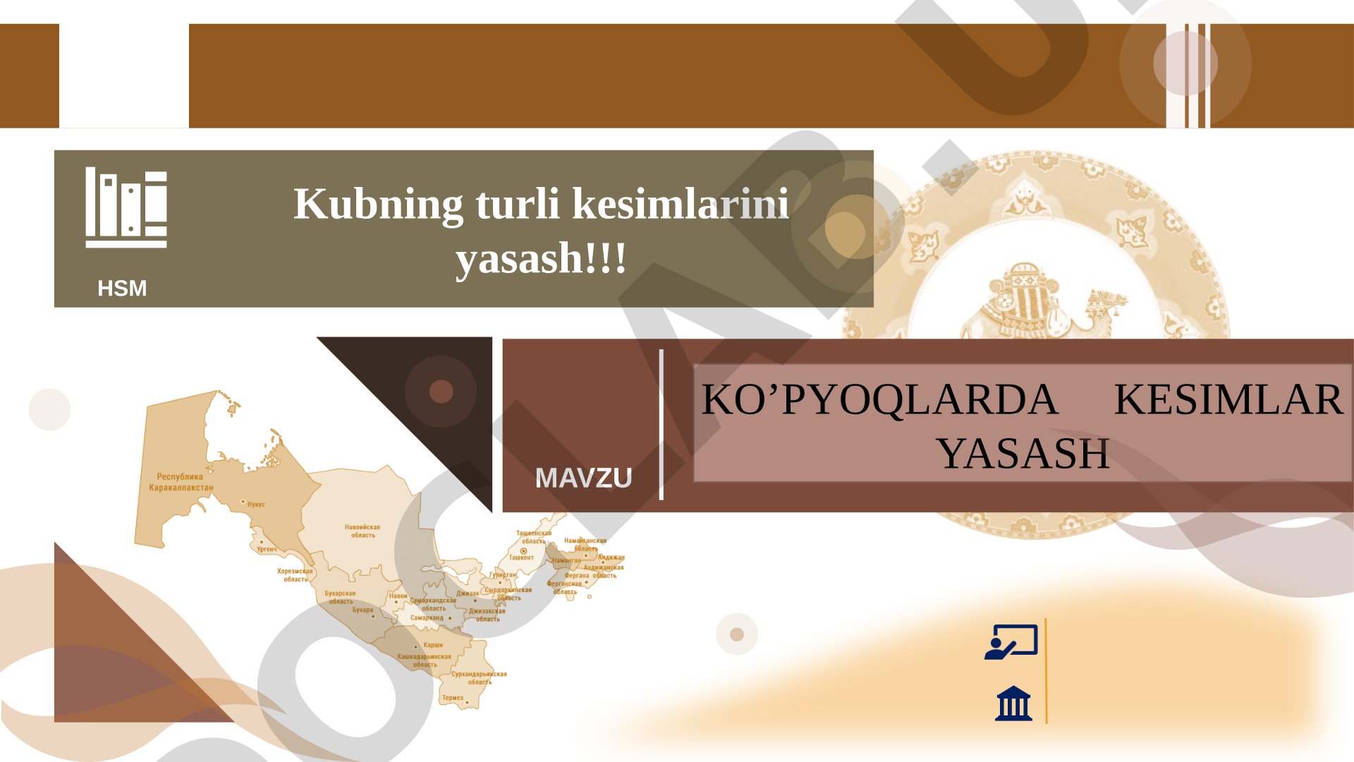 Kubning turli kesimlarini yasash