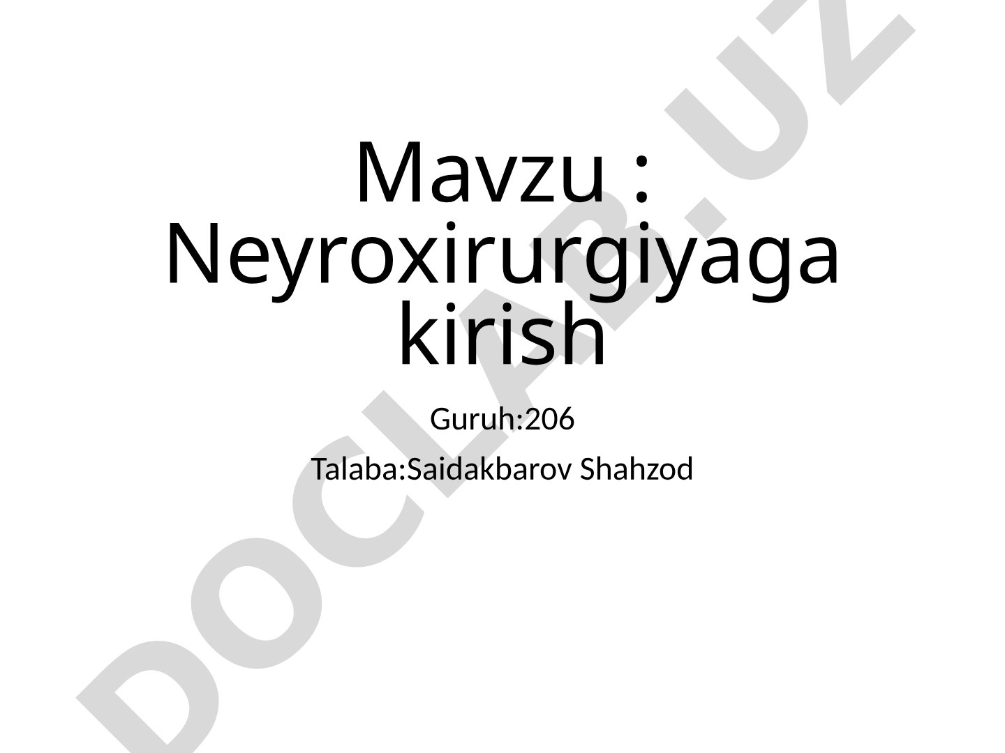 Neyroxirurgiyaga kirish
