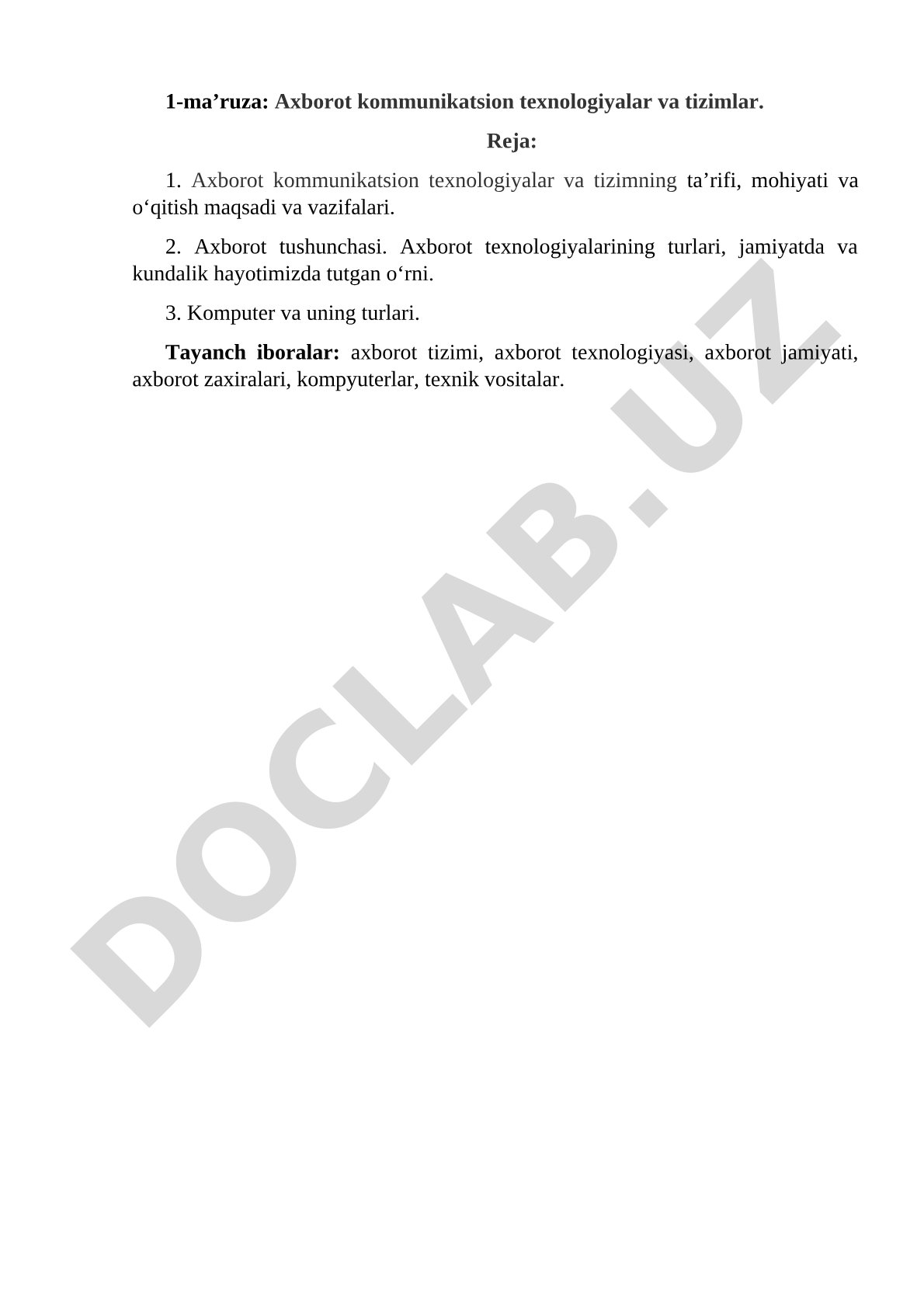 Axborot kommunikatsion texnologiyalar va tizimlar