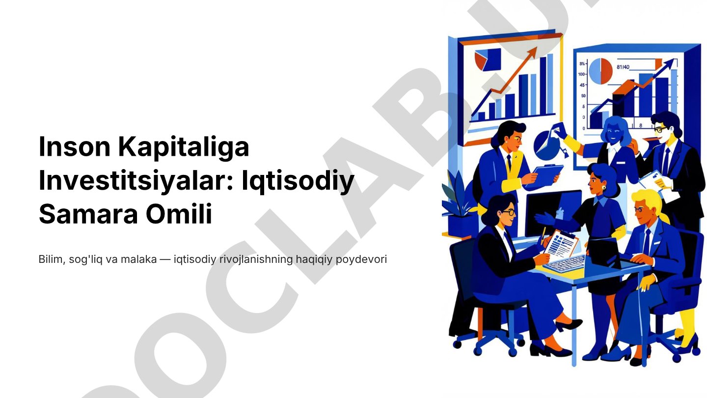 Inson Kapitaliga Investitsiyalar: Iqtisodiy Samara Omili