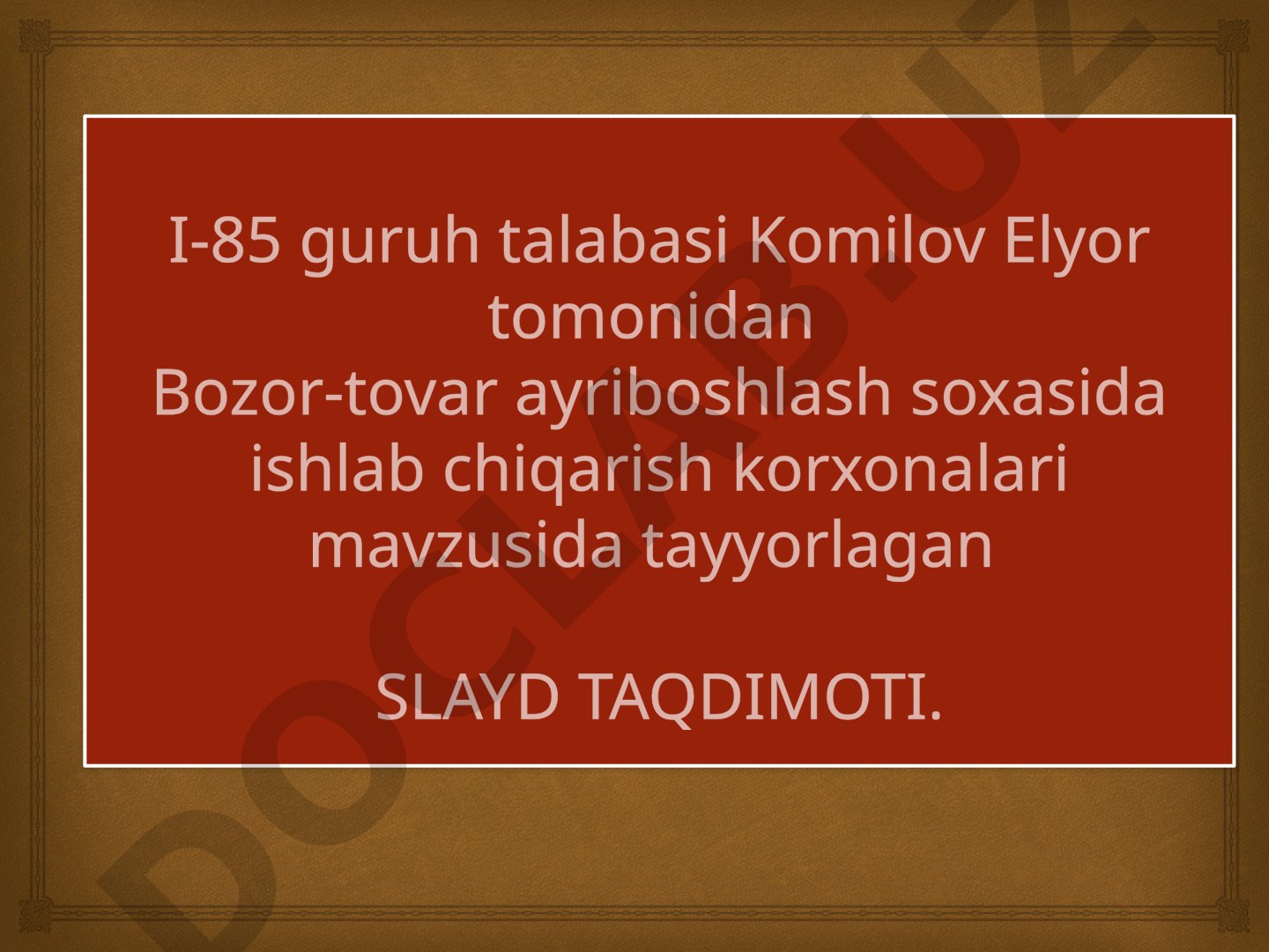 Bozor-tovar ayriboshlash soxasida ishlab chiqarish korxonalari