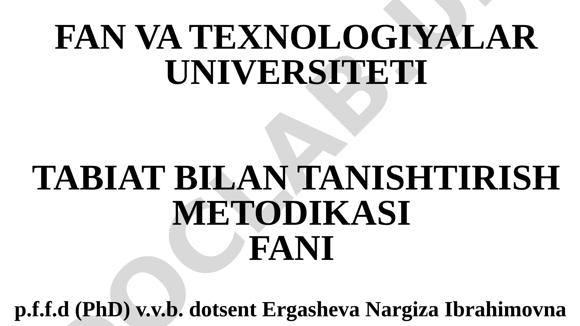 Maktabgacha ta'limda bolalarni tabiat bilan tanishtirishning nazariy asoslari va tabiat haqida tushuncha
