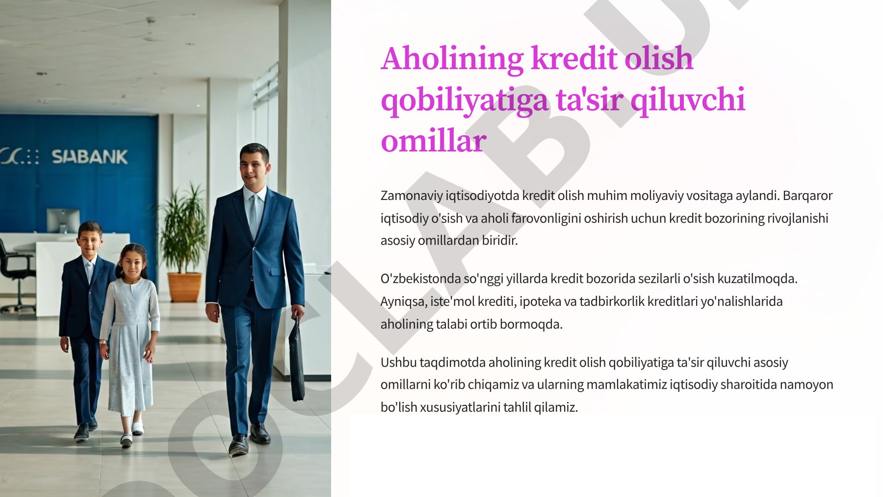 Aholining kredit olish qobiliyatiga ta'sir qiluvchi omillar