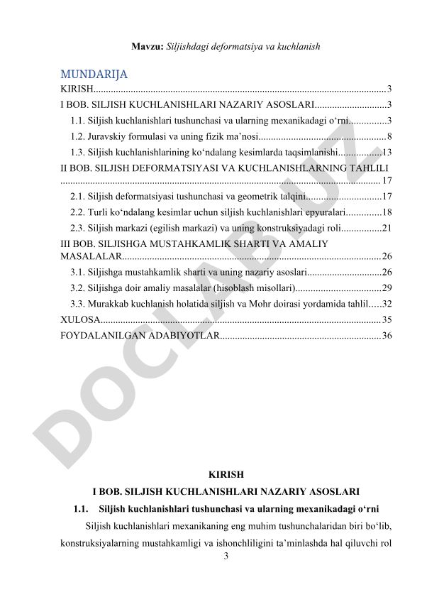 Siljishdagi deformatsiya va kuchlanish