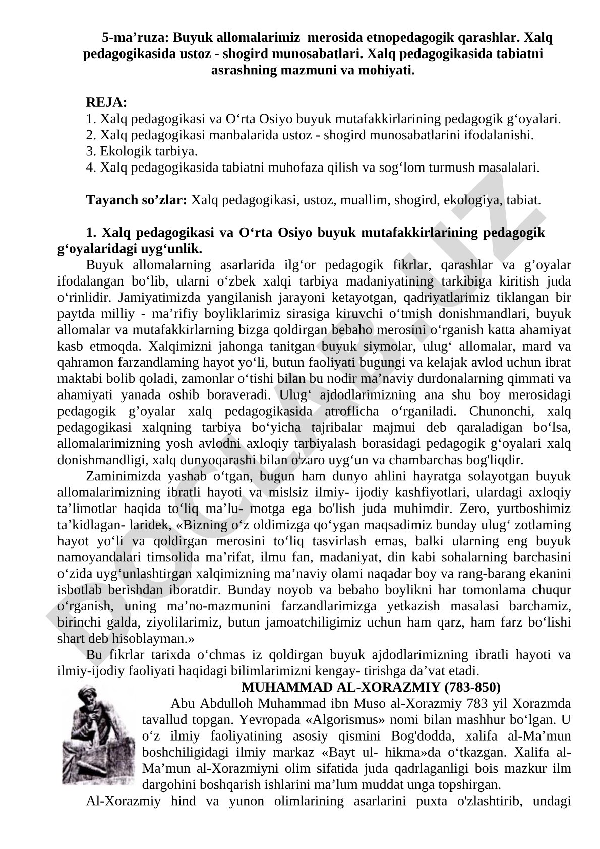 Buyuk allomalarimiz merosida etnopedagogik qarashlar