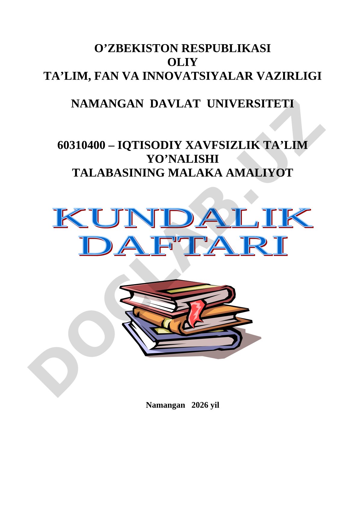 Iqtisodiy xavfsizlik ta'lim yo'nalishi malaka amaliyoti