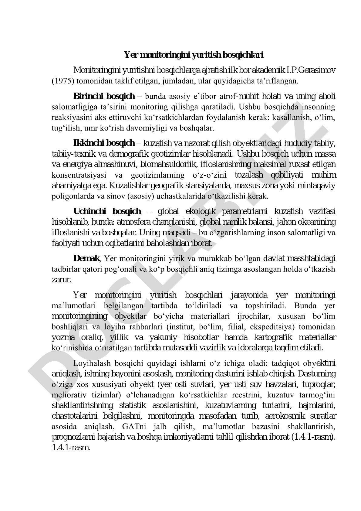 Yer monitoringini yuritish bosqichlari
