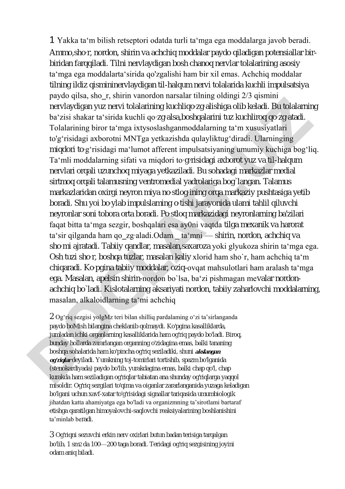 Ta'm bilish retseptorlari va nerv tolalari