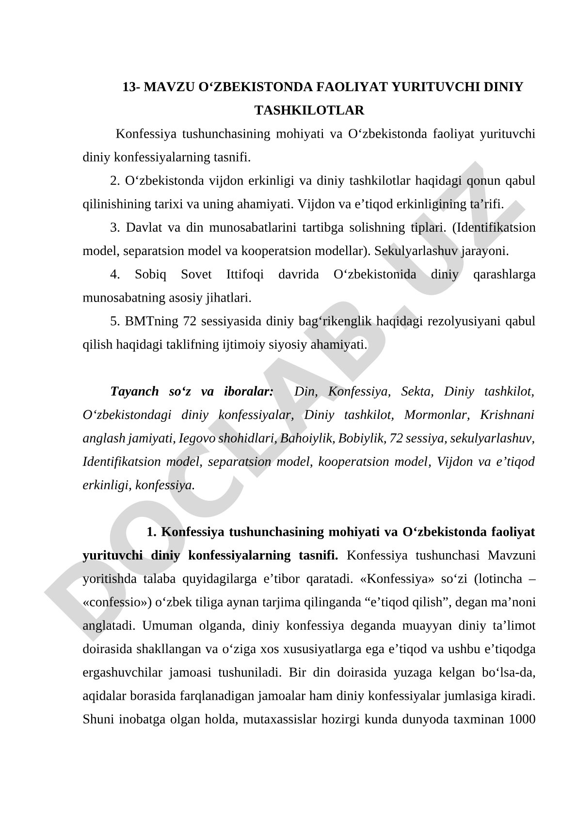 Oʻzbekistonda faoliyat yurituvchi diniy tashkilotlar