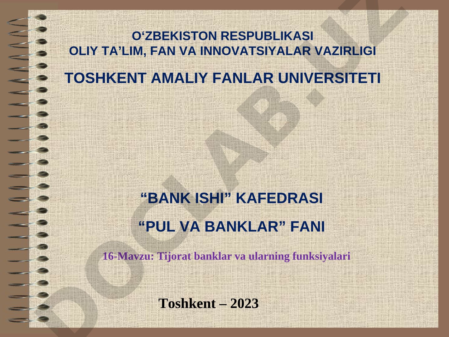 Tijorat banklar va ularning funksiyalari