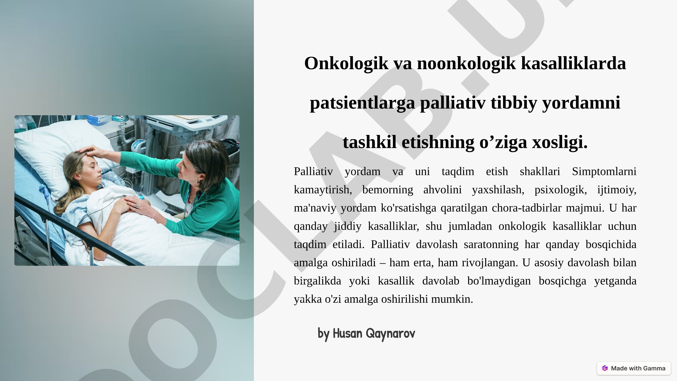 Palliativ tibbiy yordamni tashkil etish