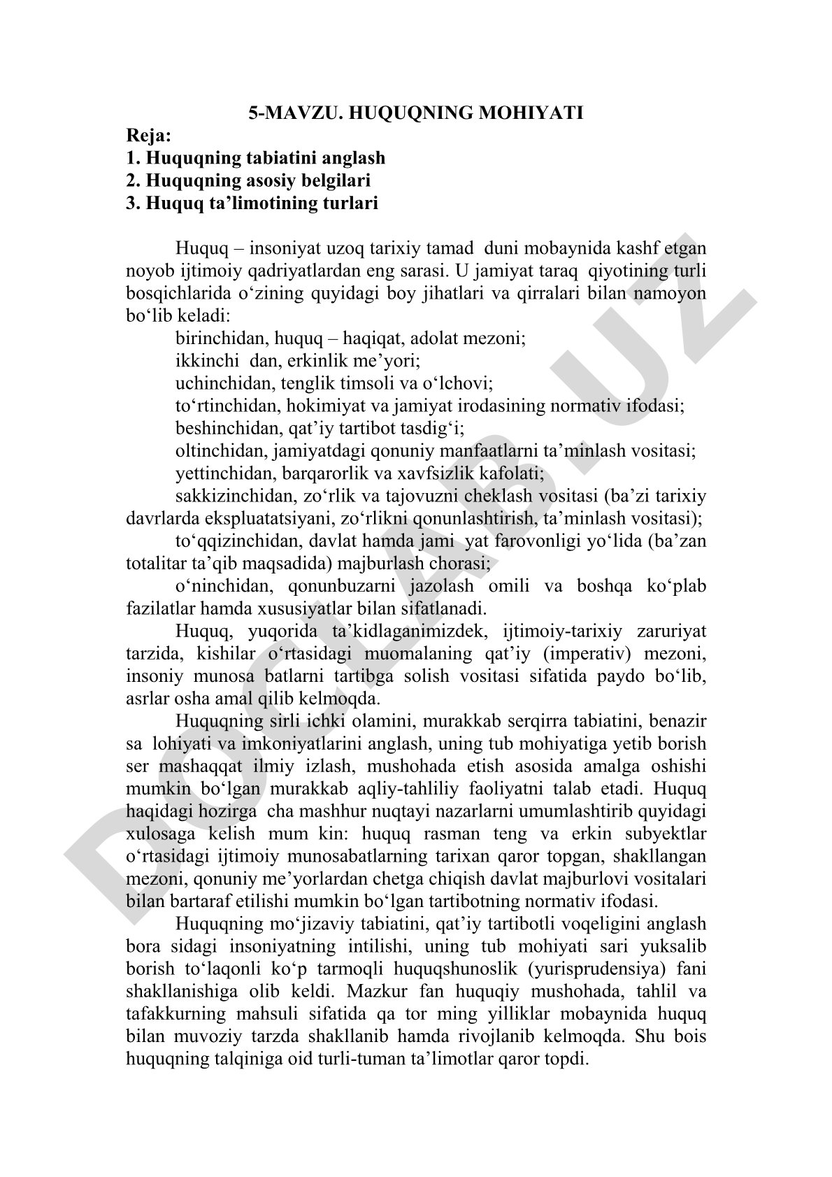 Huquqning mohiyati