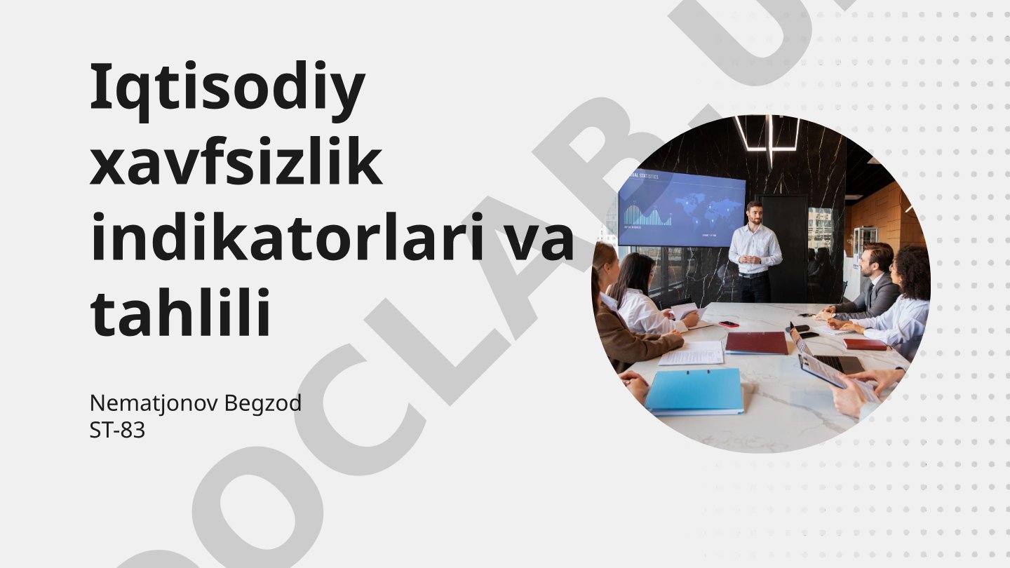 Iqtisodiy xavfsizlik indikatorlari va tahlili