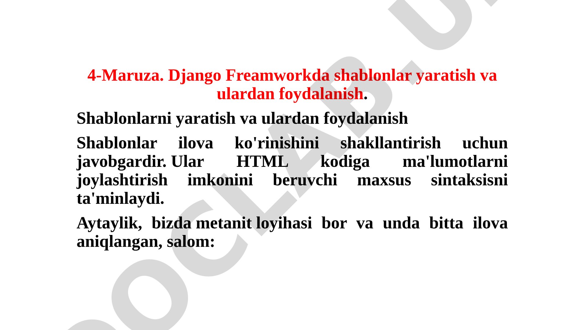 Django Frameworkda shablonlar yaratish va ulardan foydalanish