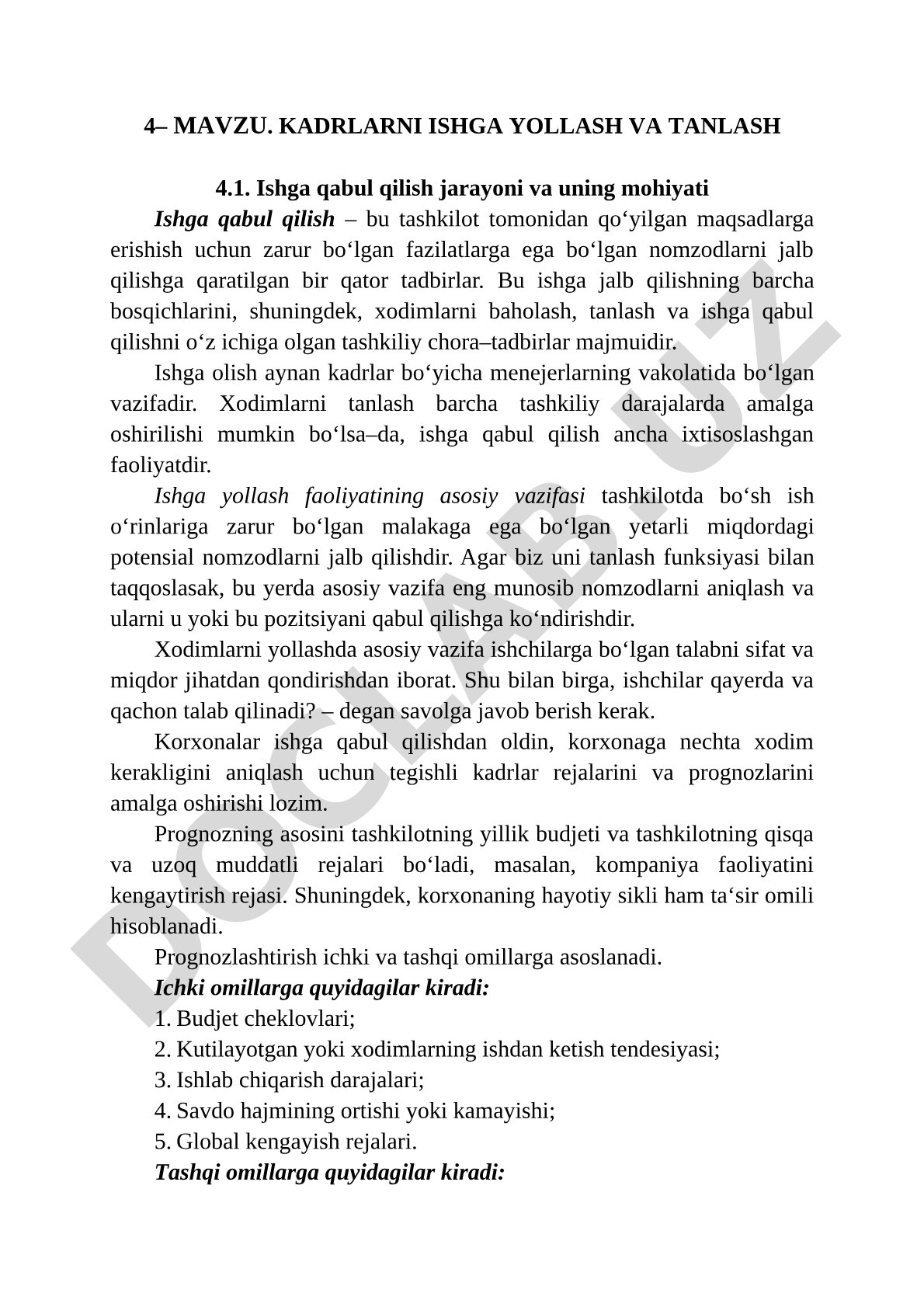 Kadrlarni ishga yollash va tanlash