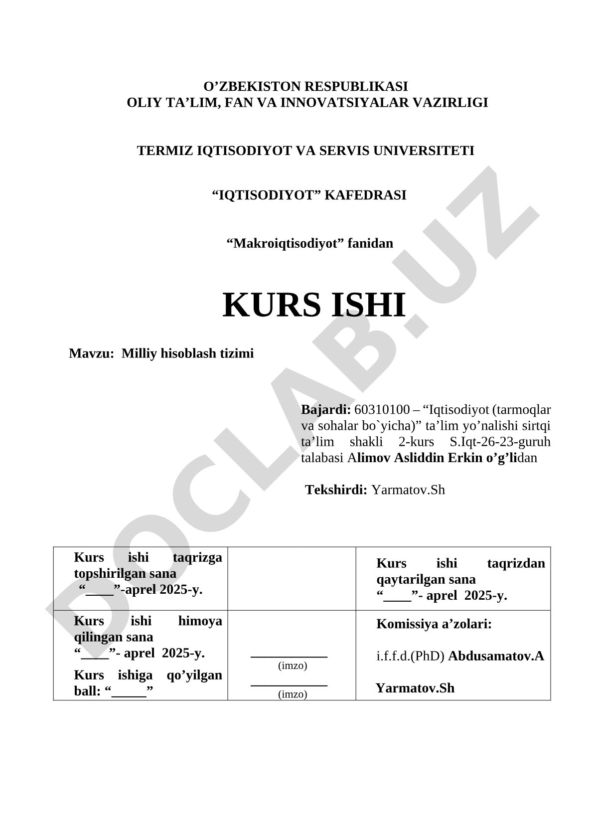 Milliy hisoblash tizimi