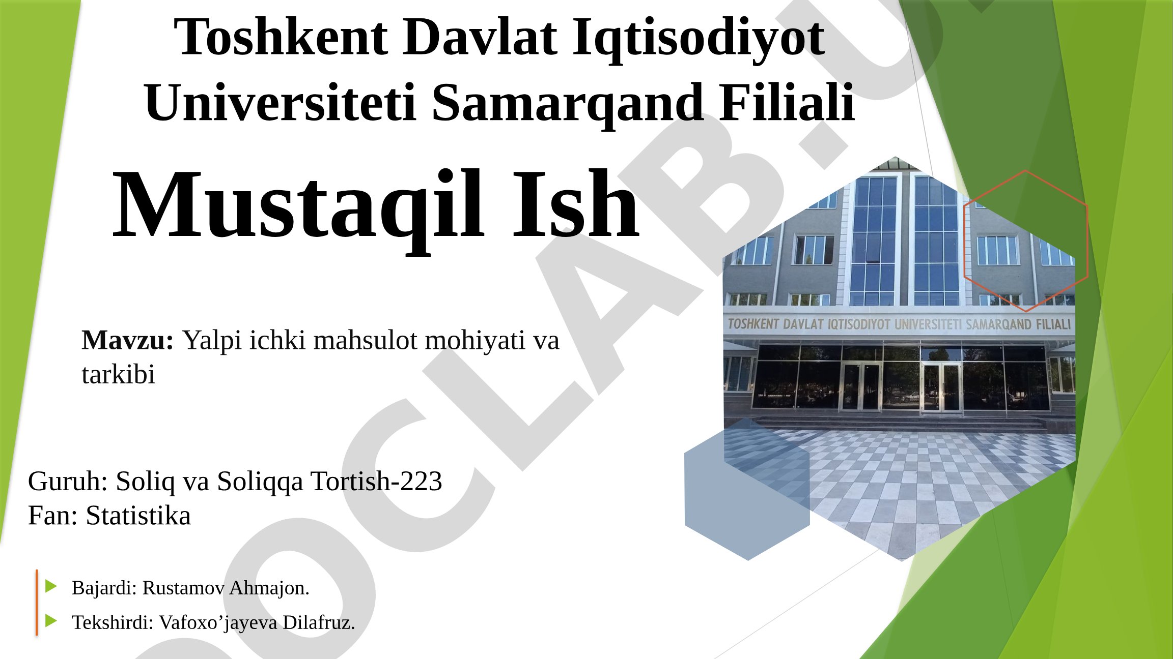 Yalpi ichki mahsulot mohiyati va tarkibi