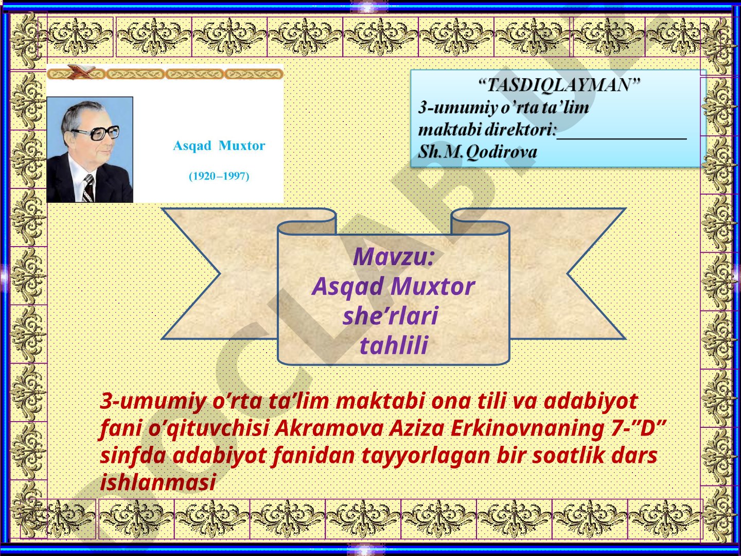 Asqad Muxtor she’rlari tahlili