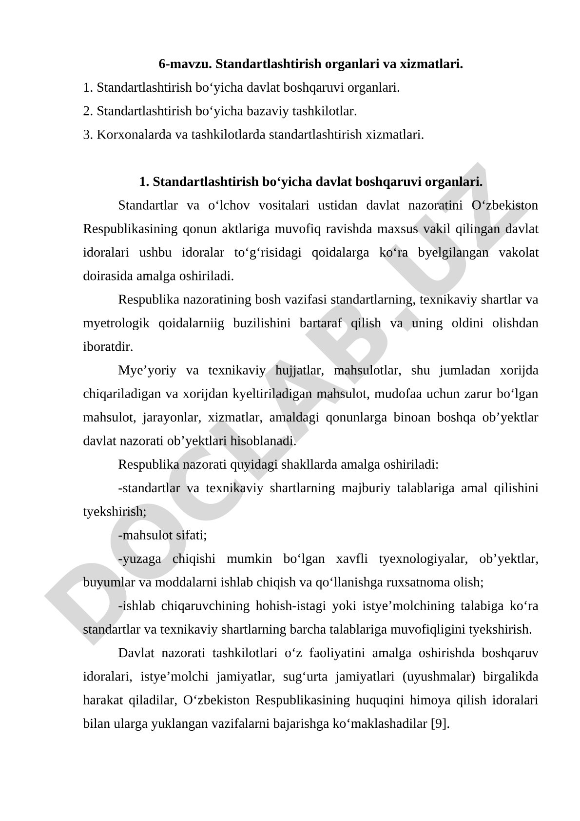 Standartlashtirish organlari va xizmatlari