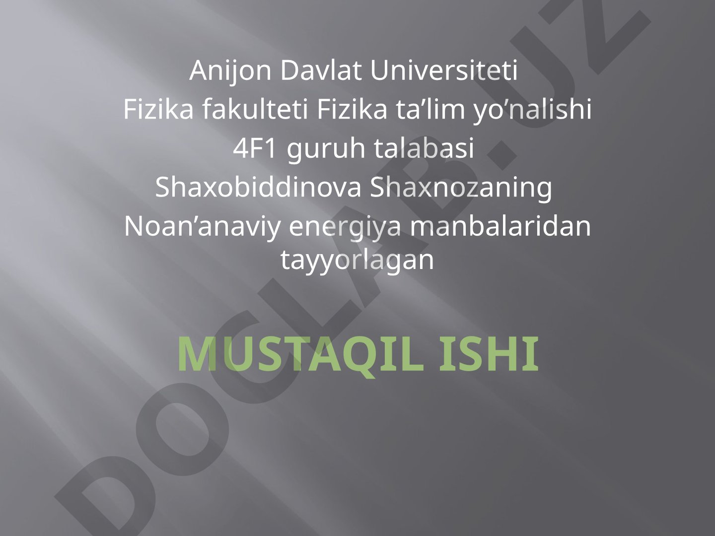 Geotermal suvlar Energiyasi va undan foydalanish