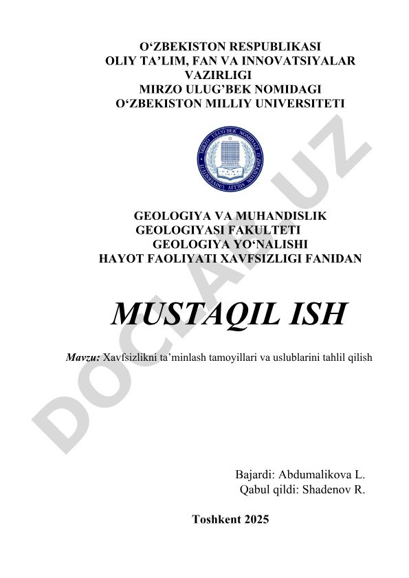 Xavfsizlikni ta’minlash tamoyillari va uslublarini tahlil qilish