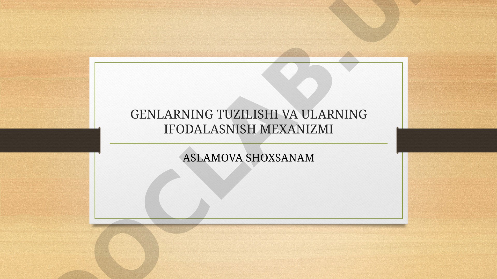 Genlarning tuzilishi va ularning ifodalanish mexanizmlari