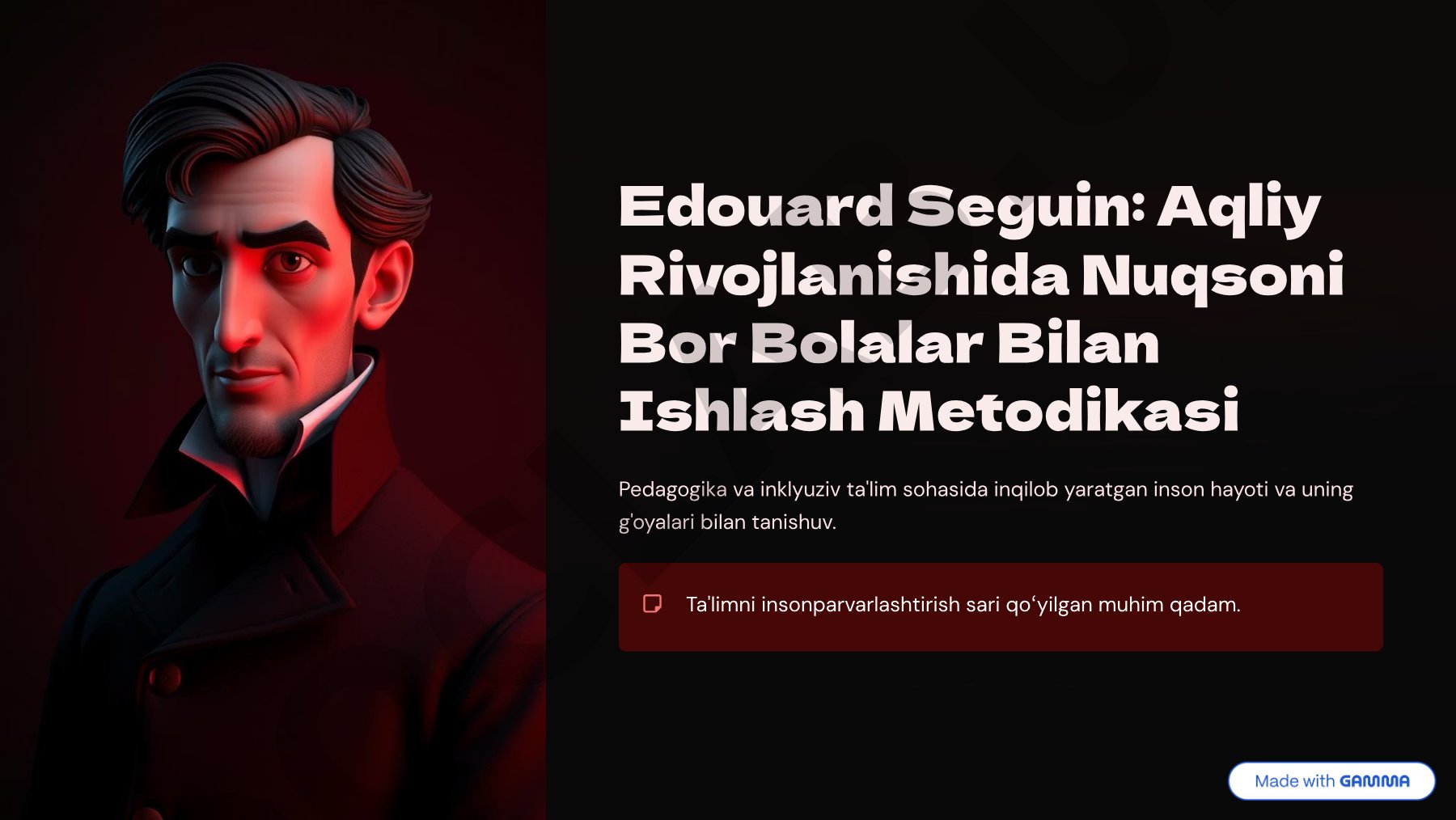 Edouard Seguin: Aqliy Rivojlanishida Nuqsoni Bor Bolalar Bilan Ishlash Metodikasi